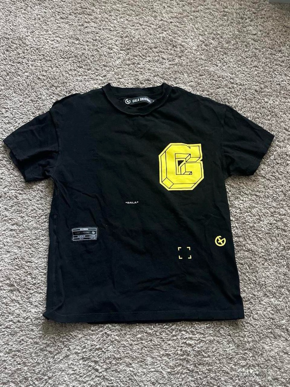 Gala Origins Black Short-Sleeve Tee with Yellow Logo